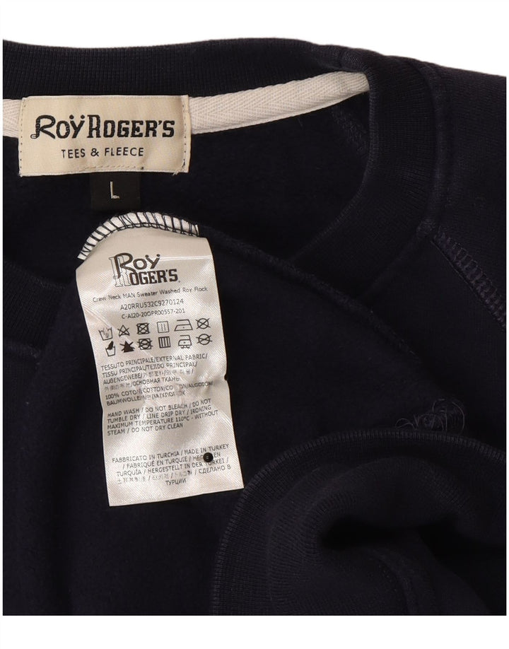 Roy Rogers moletom gráfico masculino jumper grande algodão azul marinho