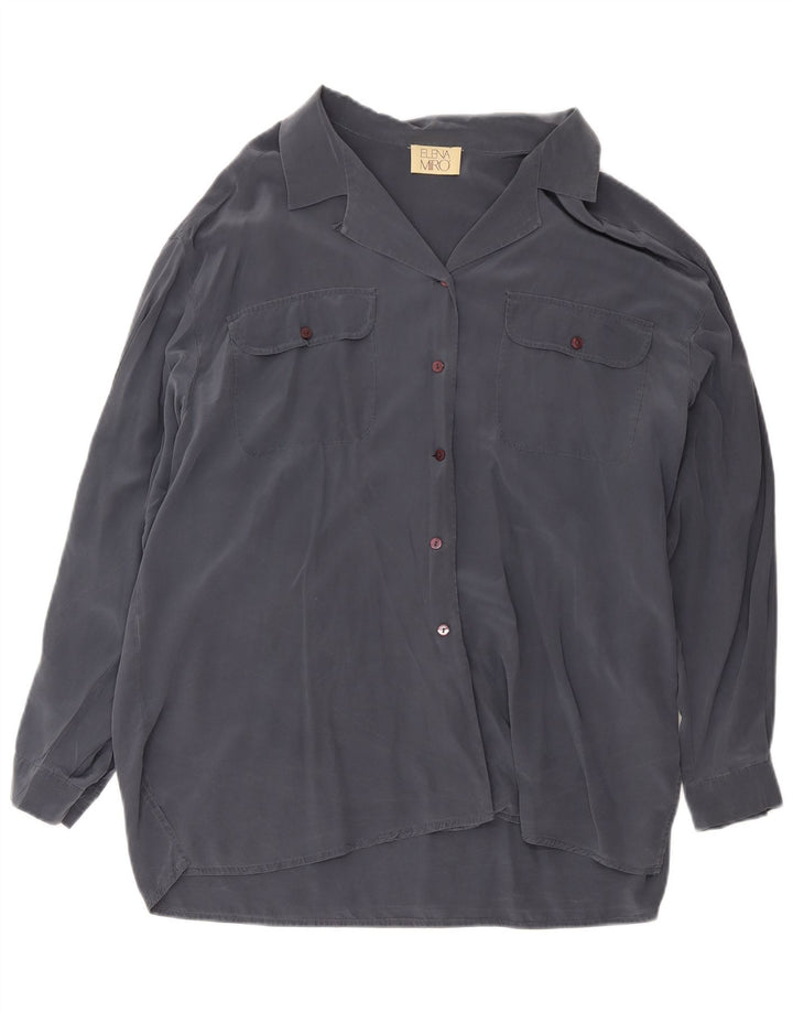 ELENA MIRO camisa feminina grande vestido IT 45 grande seda cinza