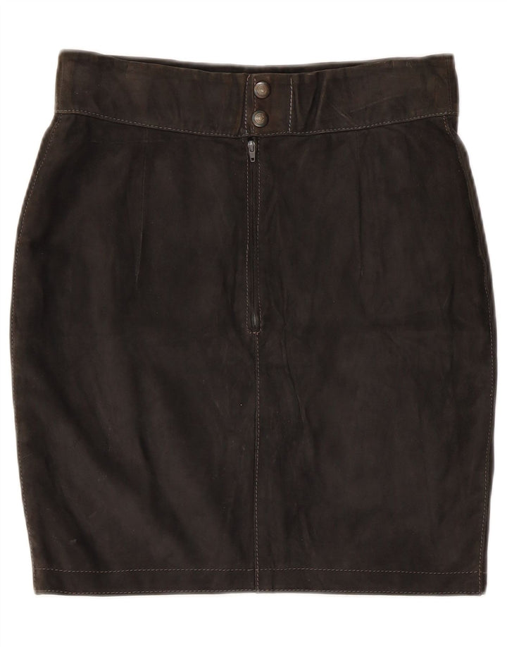 Saia feminina vintage de camurça W28 média preta