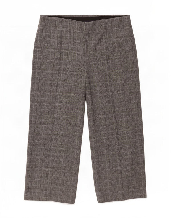 Calça reta feminina Marks & Spencer Reino Unido 18 XL W36 L28 xadrez cinza