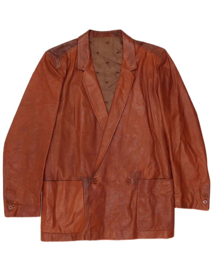 Jaqueta blazer masculina repórter com peito duplo IT 48 couro marrom médio