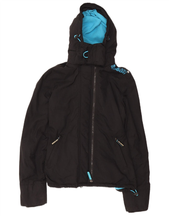 Jaqueta corta-vento feminina Superdry com capuz e blusão UK 14 médio preto