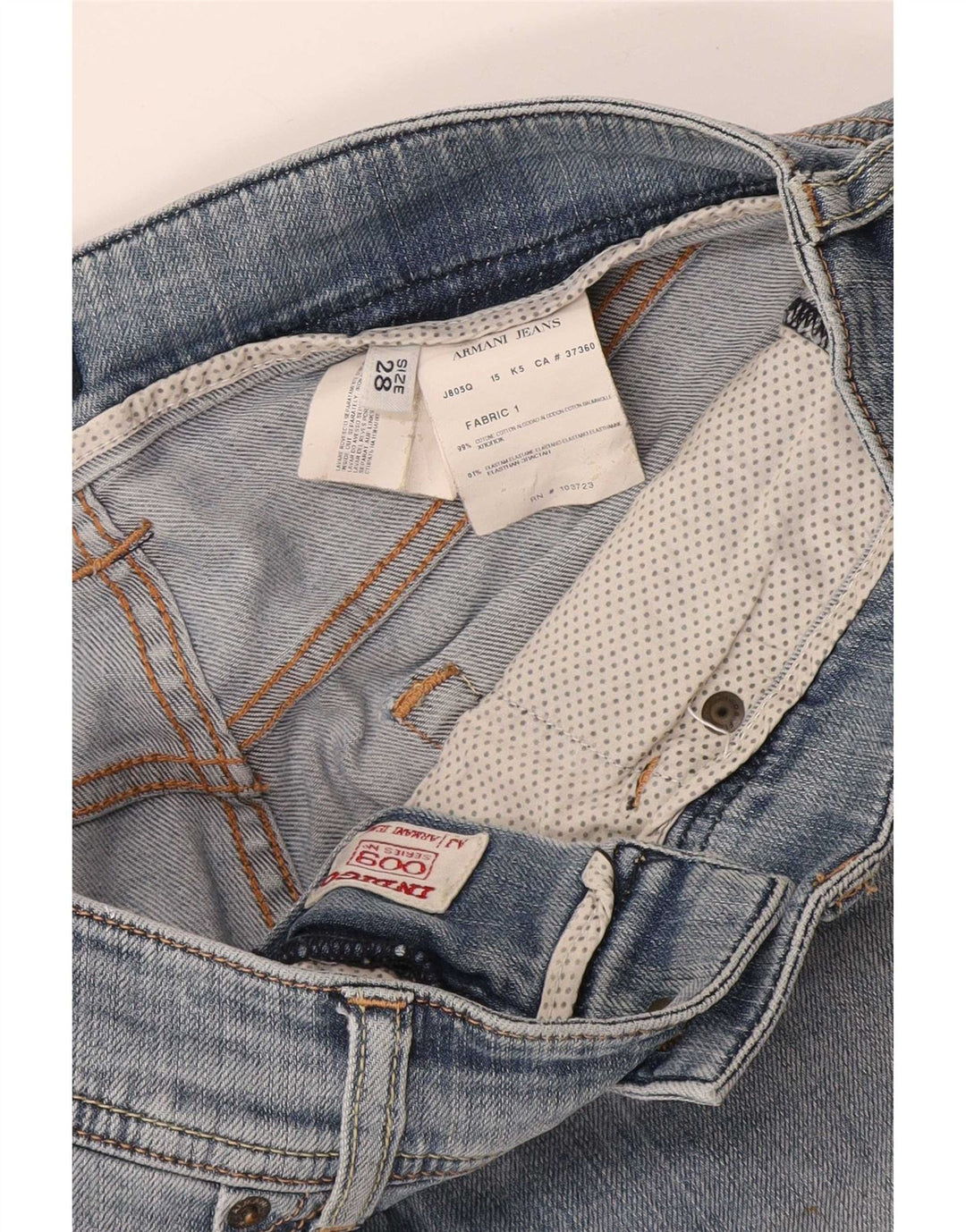 Shorts jeans feminino Armani W28 algodão azul médio