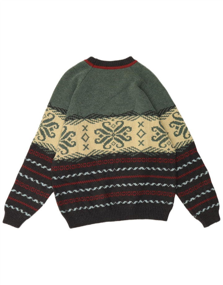 Suéter vintage masculino com gola redonda XL multicolorido Fair Isle Wool