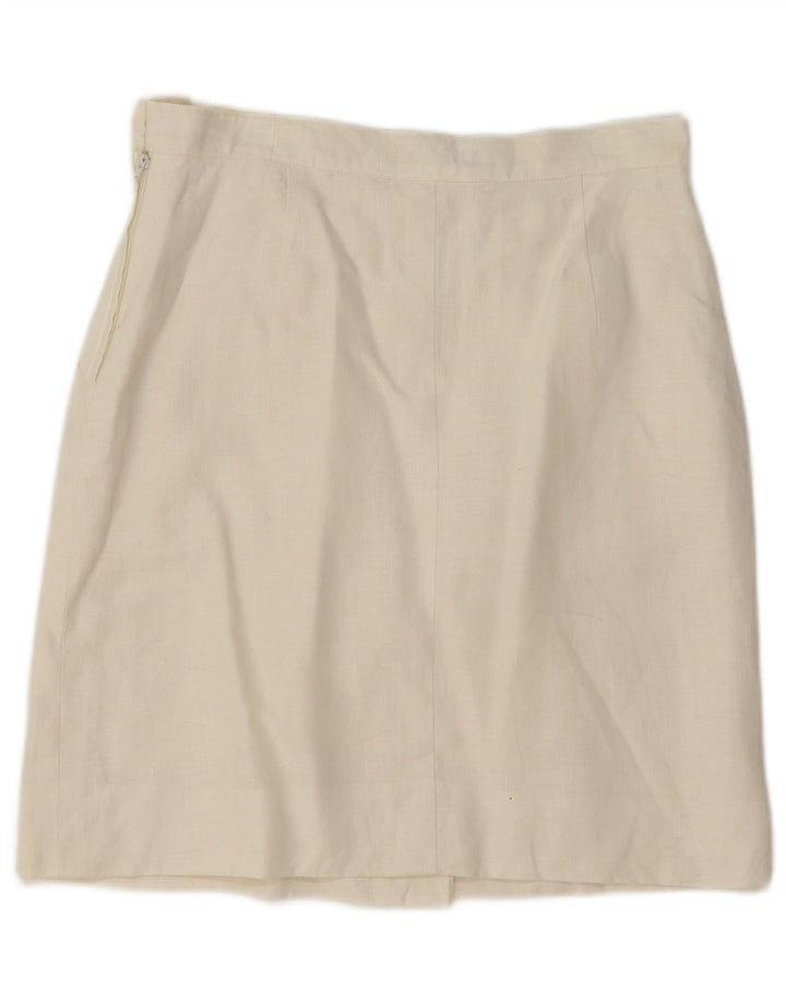 MARELLA saia feminina evasê UK 12 médio W30 linho branco