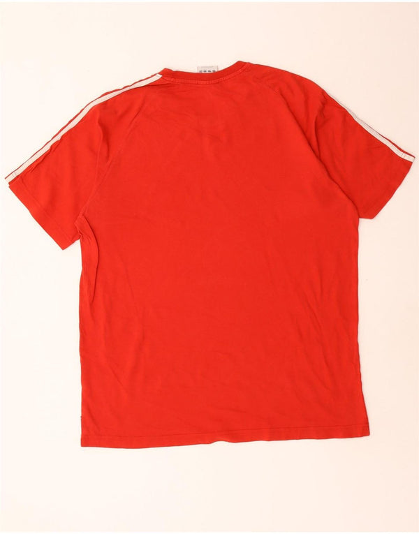 Adidas Mens Camiseta Top Grande Algodão Vermelho