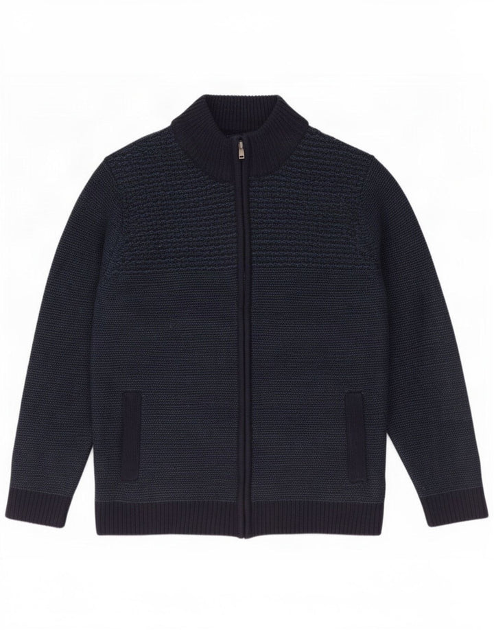 Suéter cardigã masculino Marks & Spencer regular fit grande acrílico azul marinho