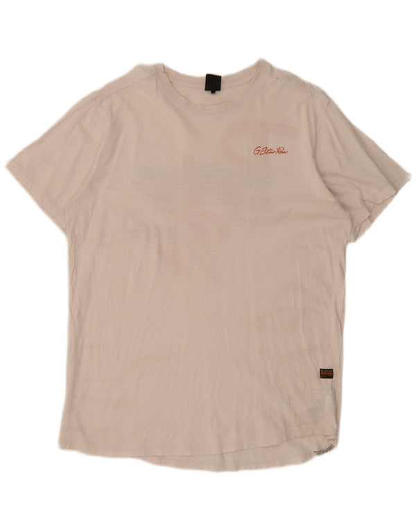G-Star Mens Graphic T-Shirt Top Large White Flecked Cotton
