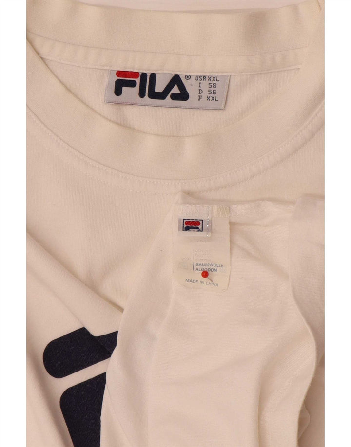 Camiseta masculina Fila Regular Graphic Top IT 58 2XL algodão branco