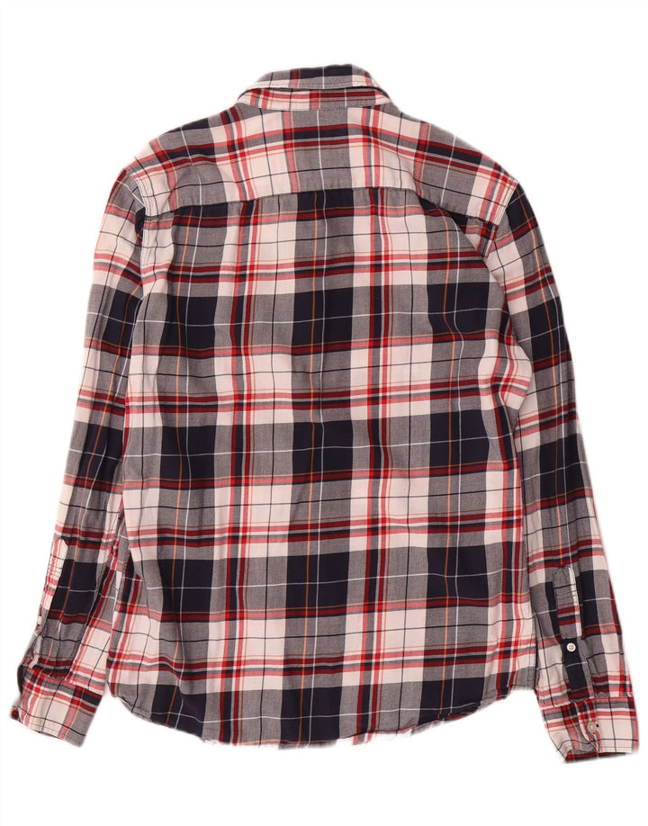 Camisa masculina slim fit Jack Wills, pequena, azul marinho, xadrez, algodão