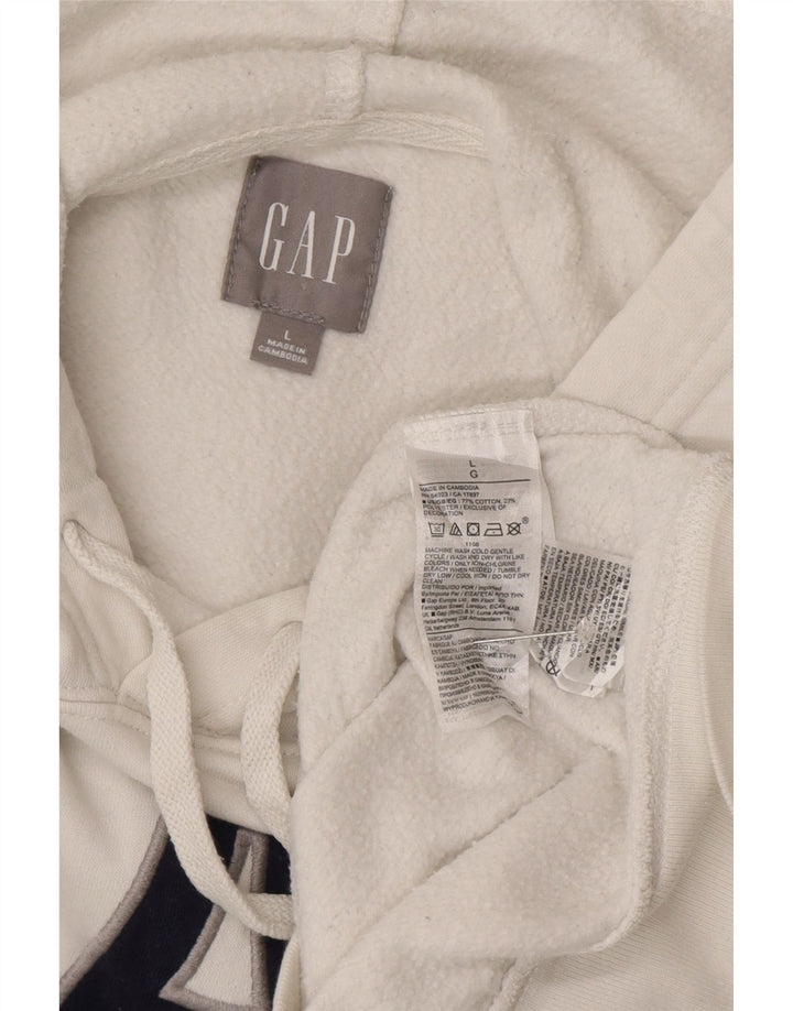 Suéter com capuz gráfico masculino Gap grande algodão branco