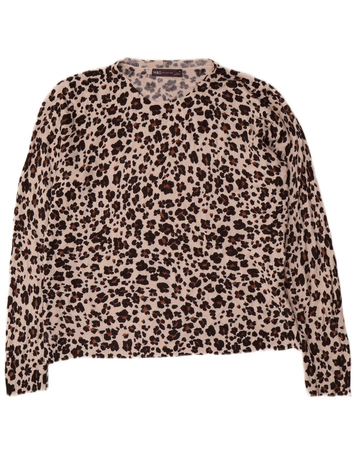Suéter feminino Marks & Spencer com gola redonda Reino Unido 14 marrom médio