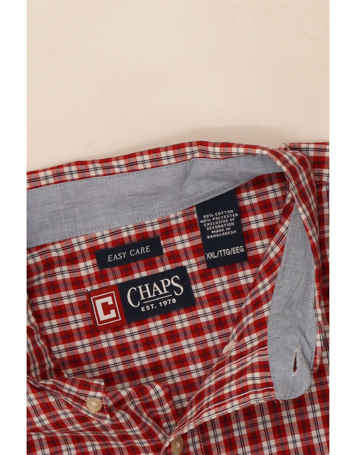 Camisa masculina de manga curta Chaps Easy Care 2XL algodão xadrez vermelho