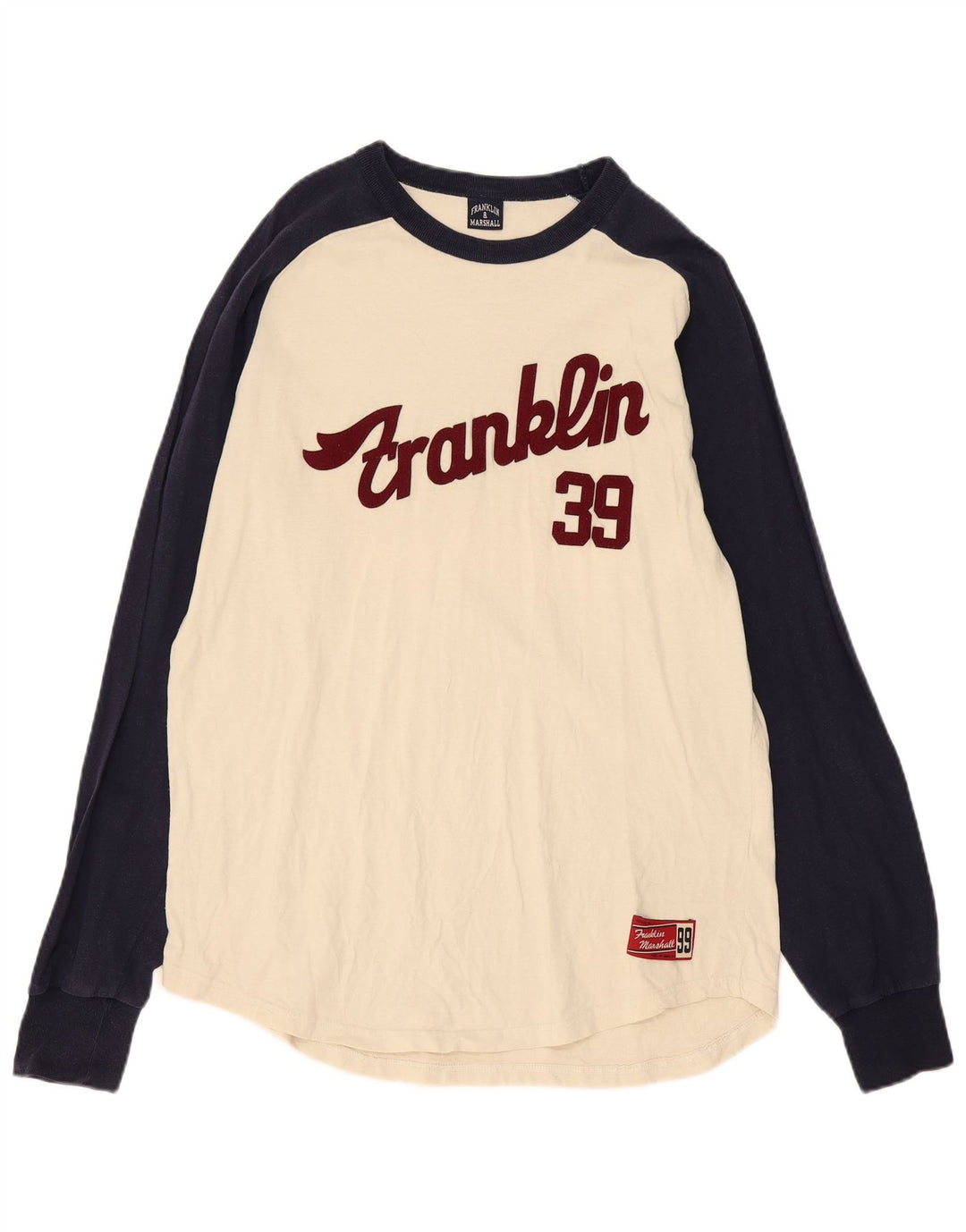 Franklin & Marshall Mens Gráfico Top Manga Longa Médio Off White