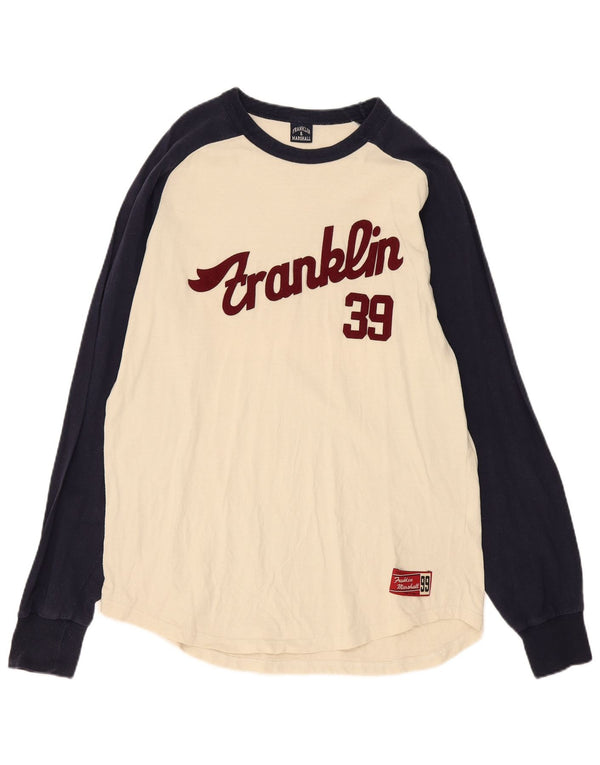 Franklin & Marshall Mens Gráfico Top Manga Longa Médio Off White