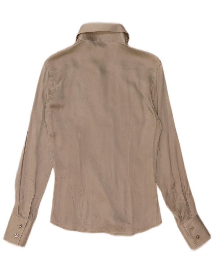 Blusa Camisa Feminina Vintage UK 10 Pequena Cinza