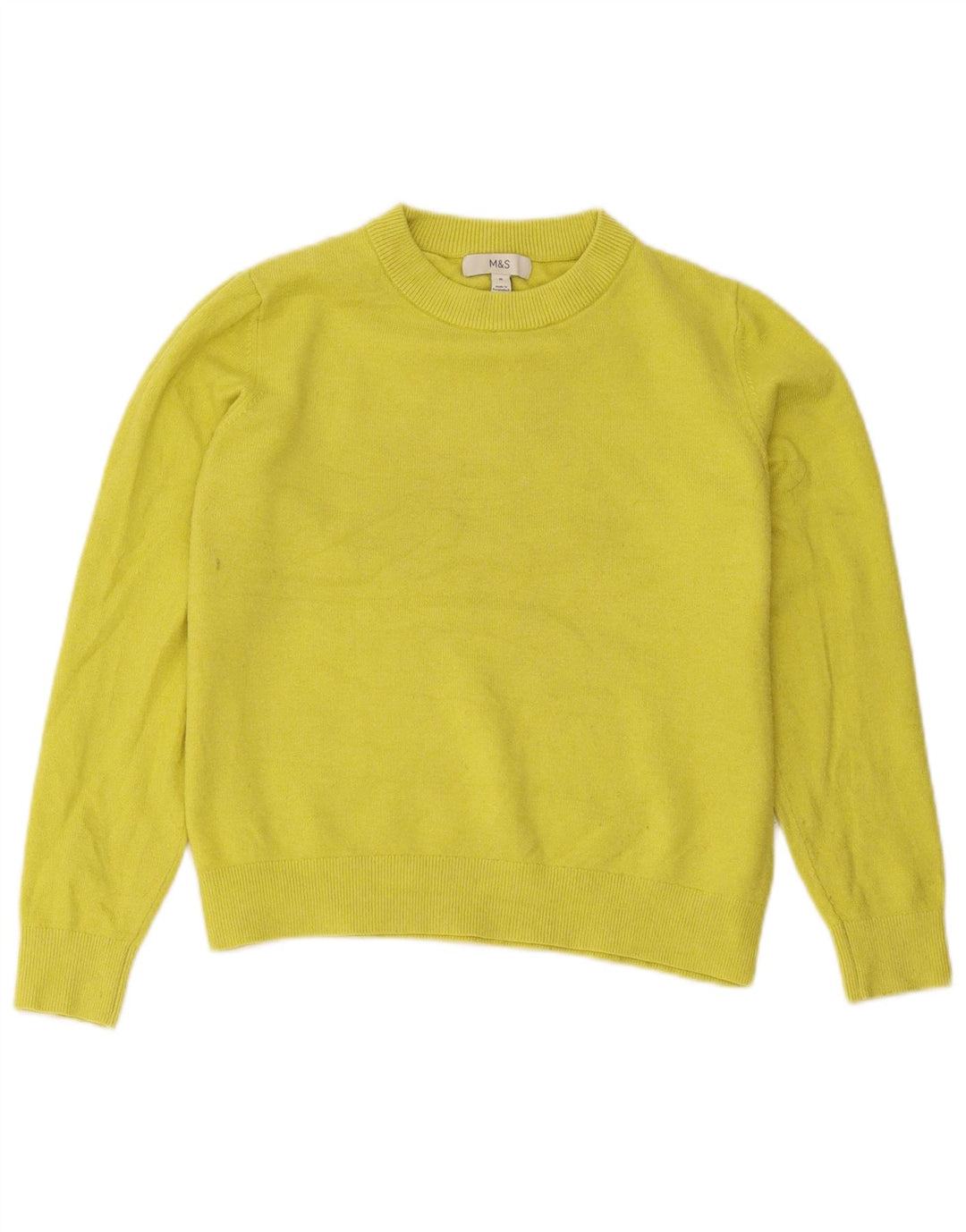 Suéter feminino Marks & Spencer com gola redonda Reino Unido 14 médio amarelo