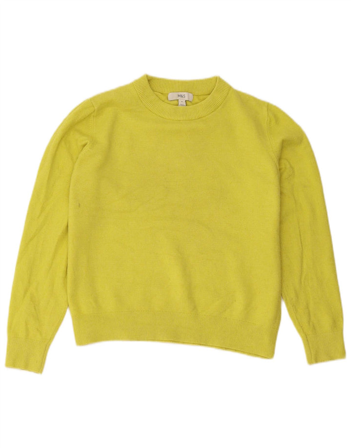 Suéter feminino Marks & Spencer com gola redonda Reino Unido 14 médio amarelo