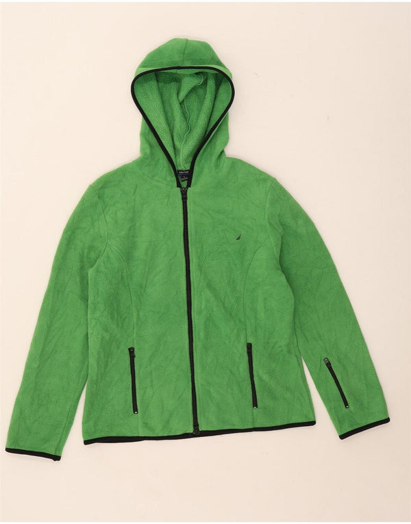 Jaqueta feminina de lã com capuz Nautica UK 16 grande algodão verde