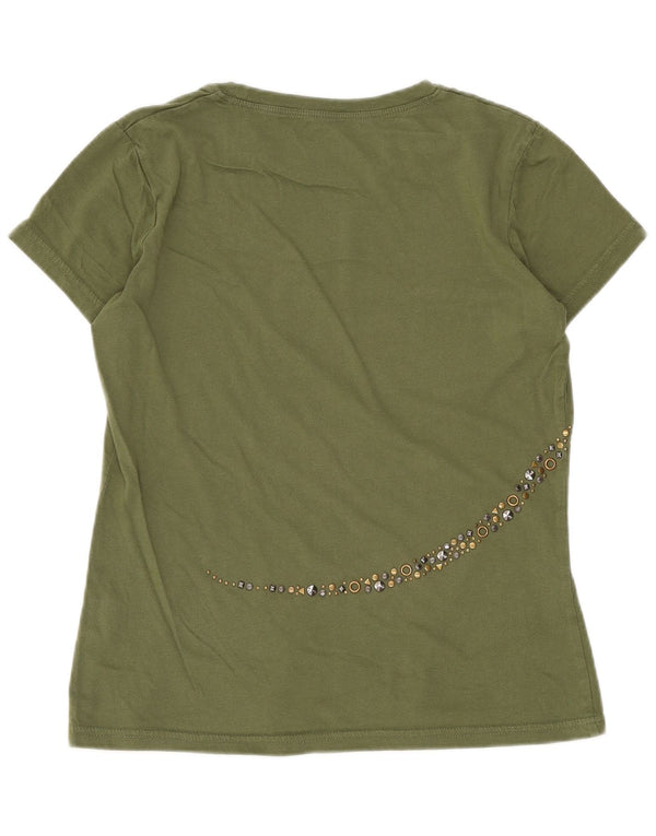Calvin Klein Camiseta Feminina Crop Graphic Top Reino Unido 10 Pequeno Algodão Verde