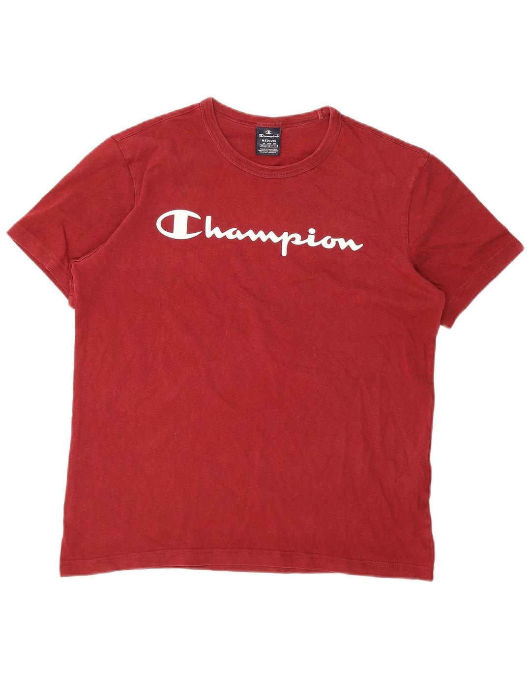Campeão Mens Graphic T-Shirt Top Médio Algodão Vermelho
