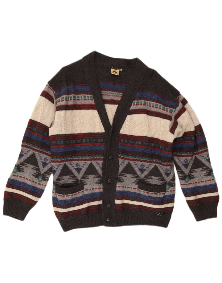 Suéter cardigã masculino Dolomiten IT 50 lã geométrica multicolorida média