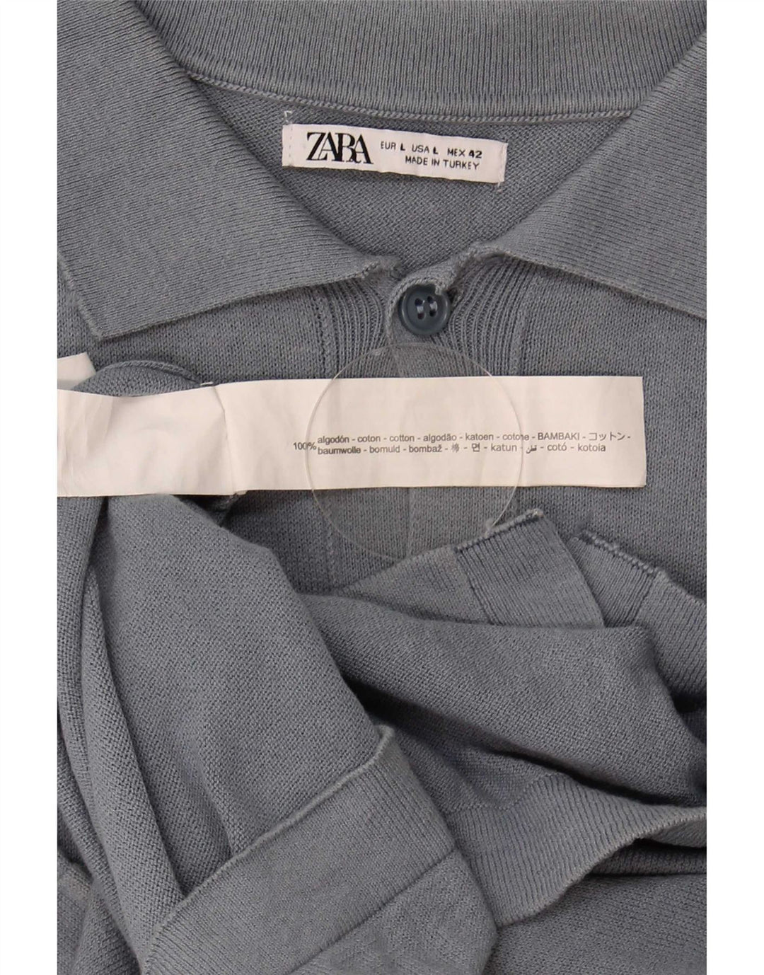 Zara Suéter cardigã masculino de manga curta grande algodão cinza