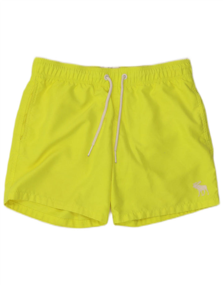 Shorts de natação masculino Abercrombie & Fitch poliéster amarelo médio