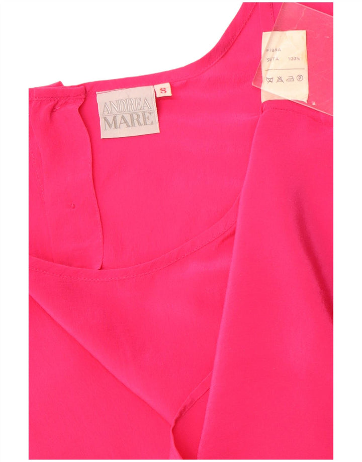 Blusa feminina sem mangas ANDREA MARE Reino Unido 10 seda rosa pequena
