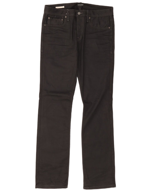 Jack & Jones Mens Clark Regular Fit Straight Jeans W32 L34 Algodão Preto
