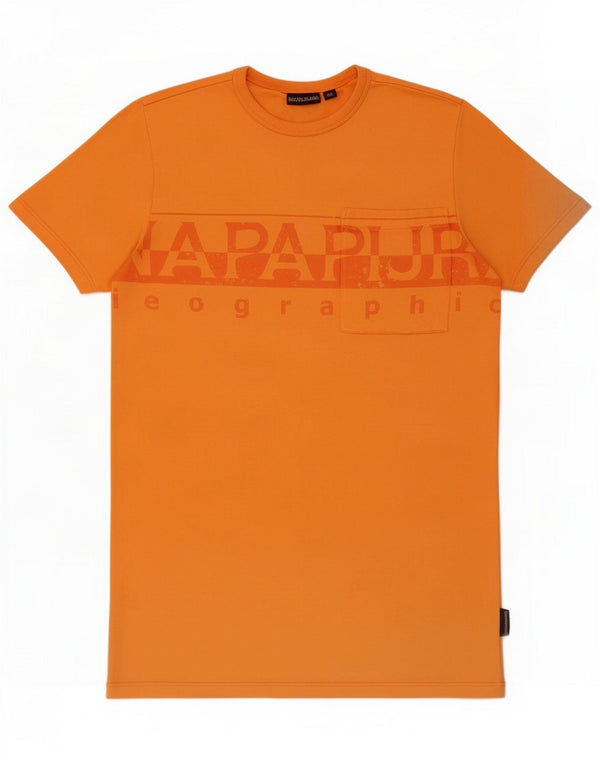 Napapijri Boys Geographic Graphic Camiseta Top 15-16 anos Algodão Laranja