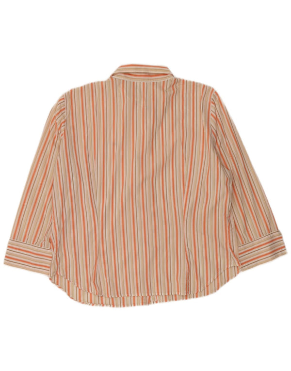 Camisa feminina Lacoste tamanho 46 XL bege listrado algodão