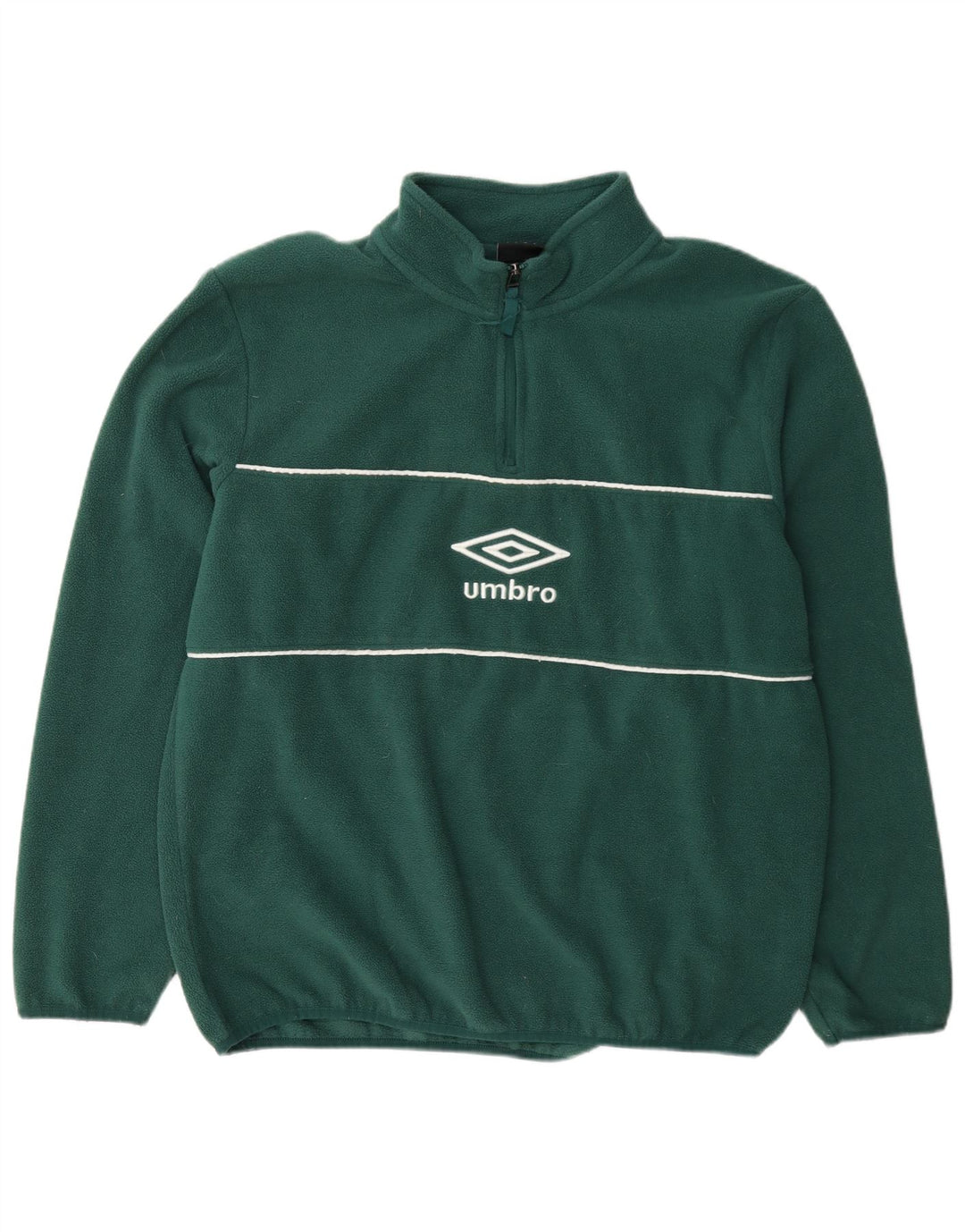 Suéter de lã masculino Umbro com zíper e gola grande em poliéster verde