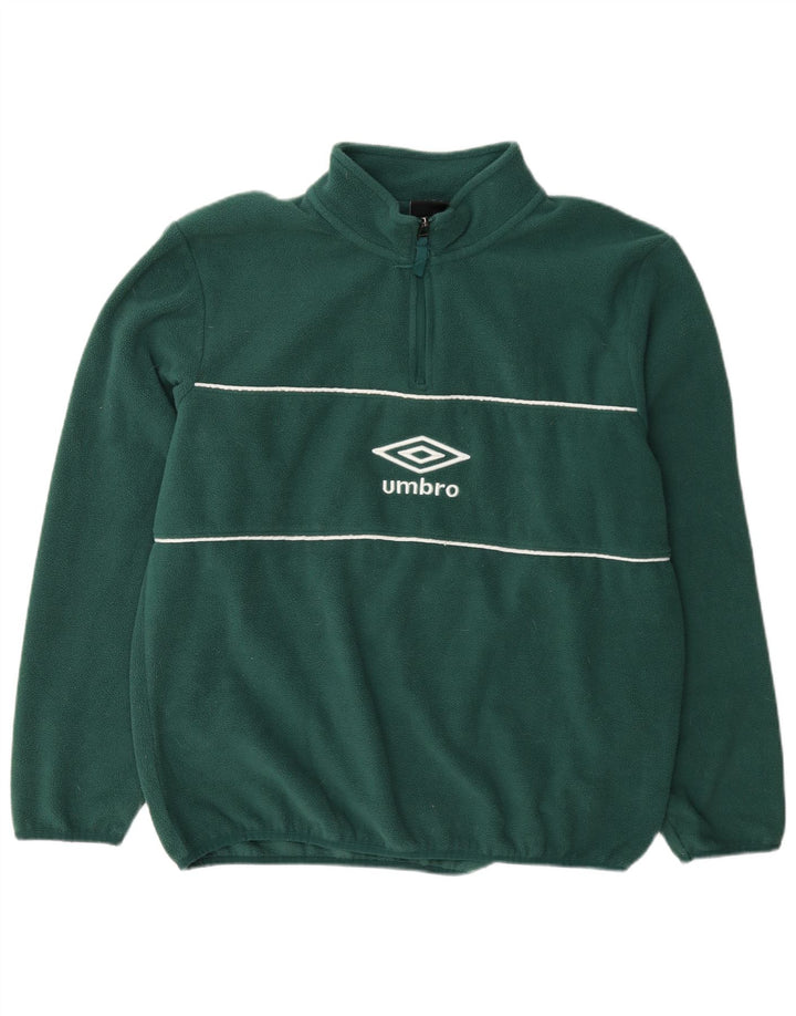 Suéter de lã masculino Umbro com zíper e gola grande em poliéster verde