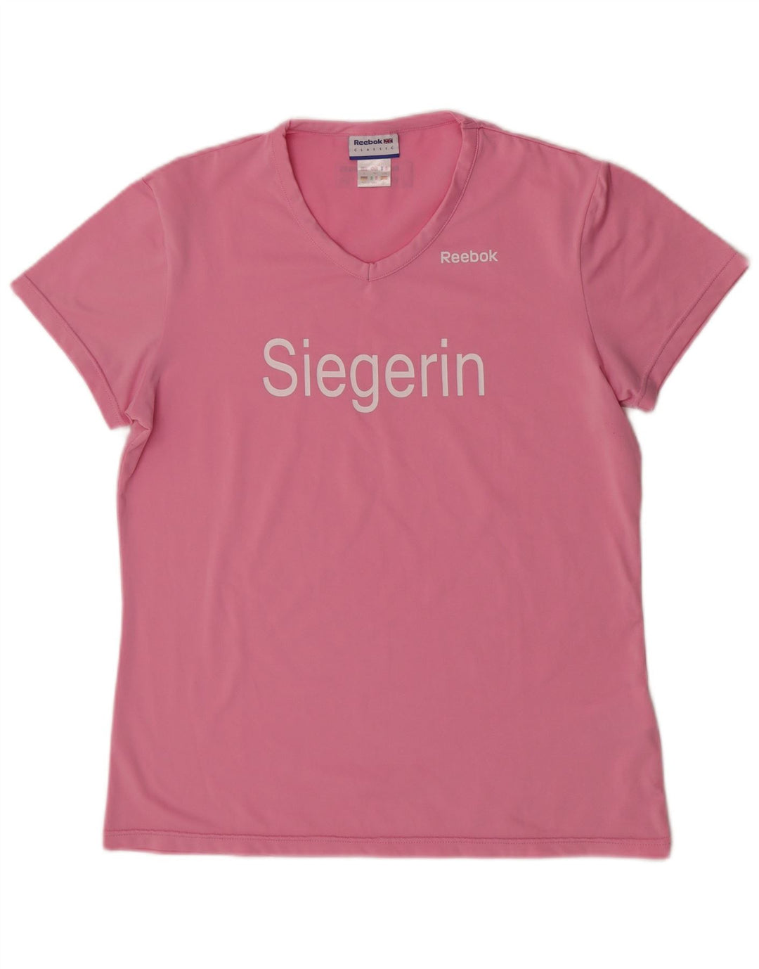 Camiseta feminina Reebok manga curta com estampa gráfica UK 14 médio rosa poliéster