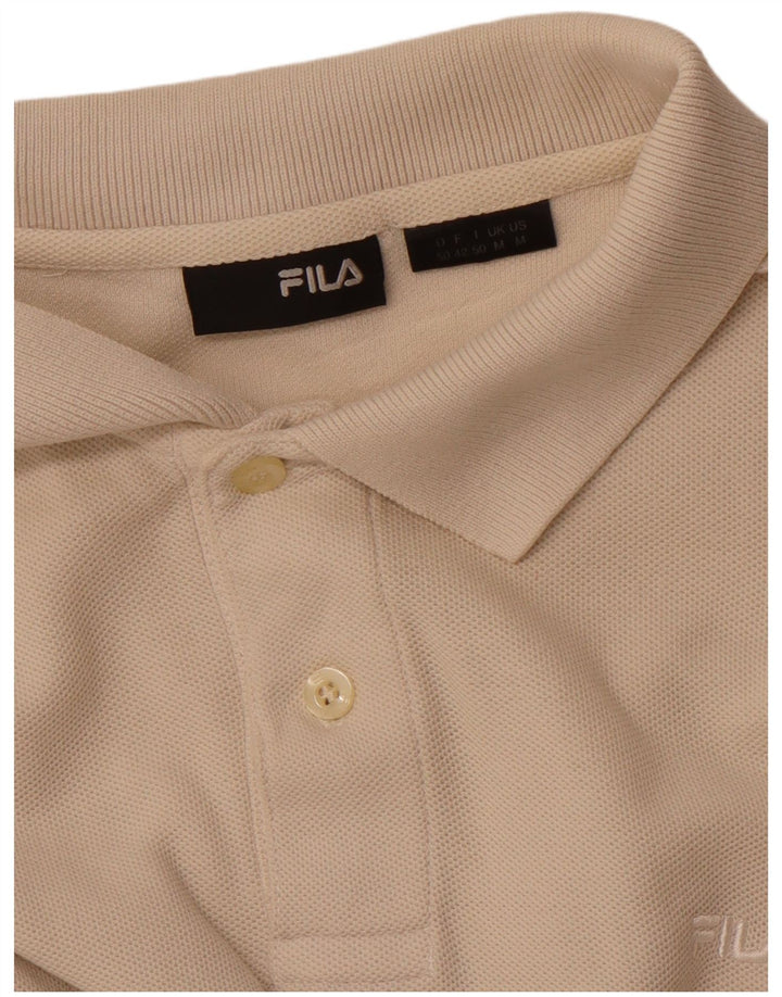 Camisa polo masculina FILA de manga comprida bege médio