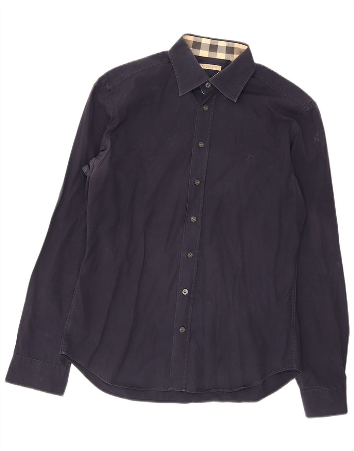 Camisa Burberry masculina BRIT grande algodão azul marinho