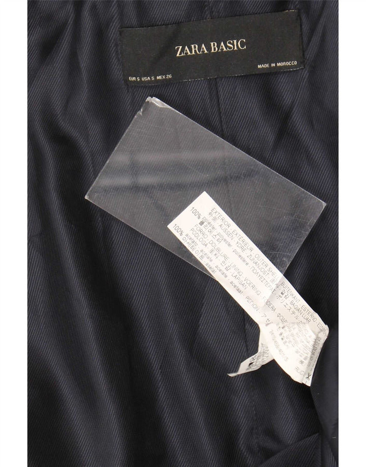 Jaqueta blazer aberta sem mangas feminina Zara Reino Unido 10 poliéster azul marinho pequeno
