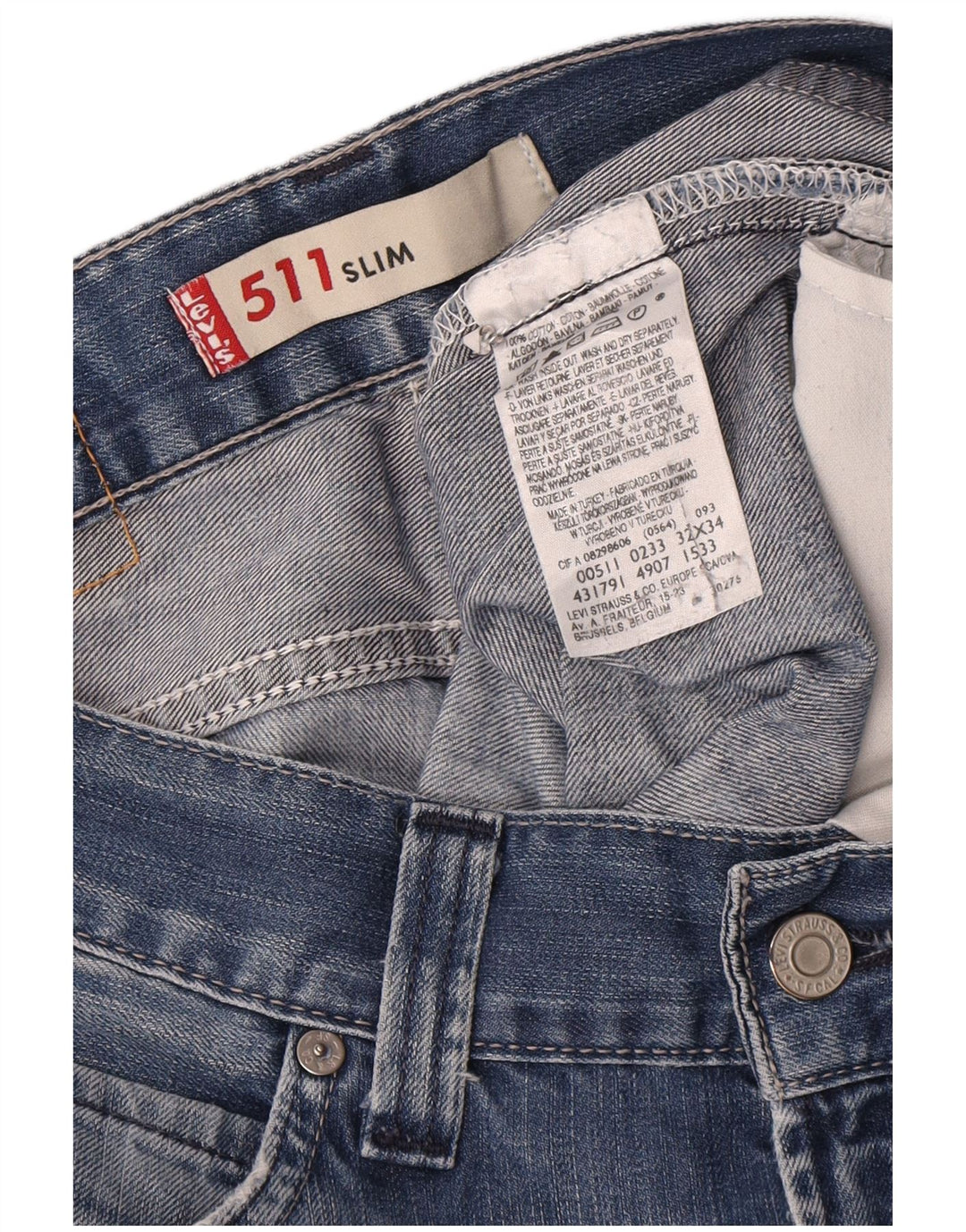 Calça Jeans Levis 511 Slim Masculina W32 L34 Azul Algodão