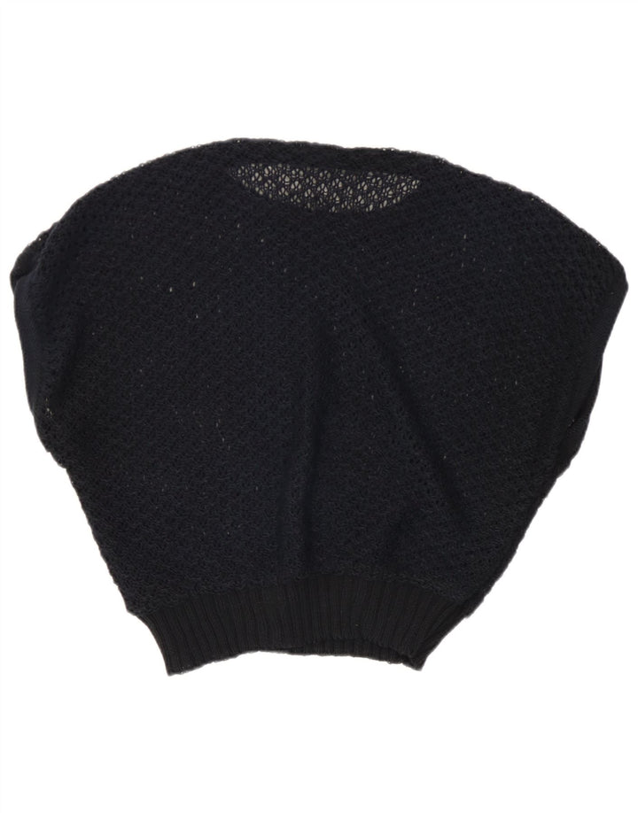 Regata feminina vintage de crochê com colete UK 14 médio preto