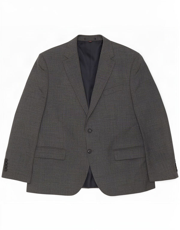 Jaqueta blazer masculina de 2 botões Marks & Spencer tamanho 44 2XL cinza nova lã