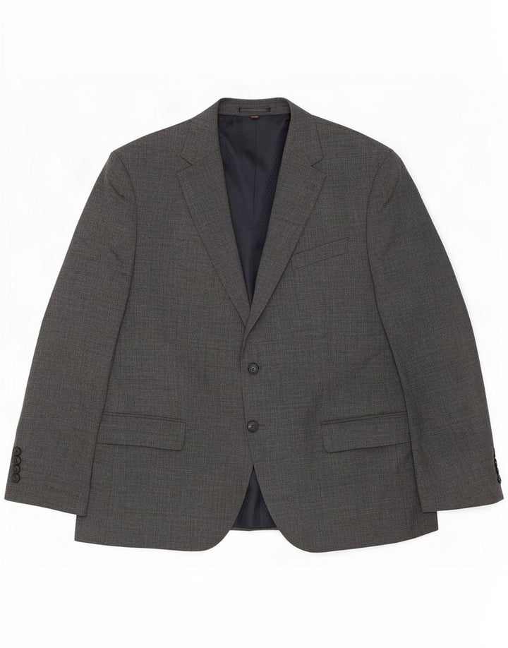 Jaqueta blazer masculina de 2 botões Marks & Spencer tamanho 44 2XL cinza nova lã