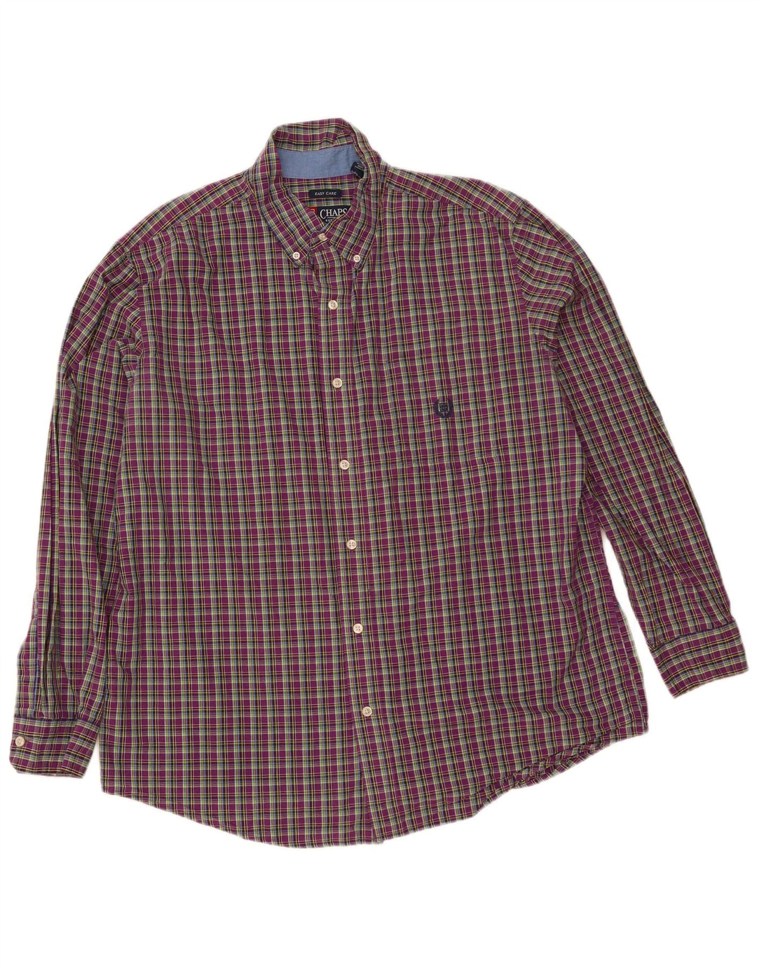 Camisa masculina Chaps Easy Care XL roxo xadrez algodão