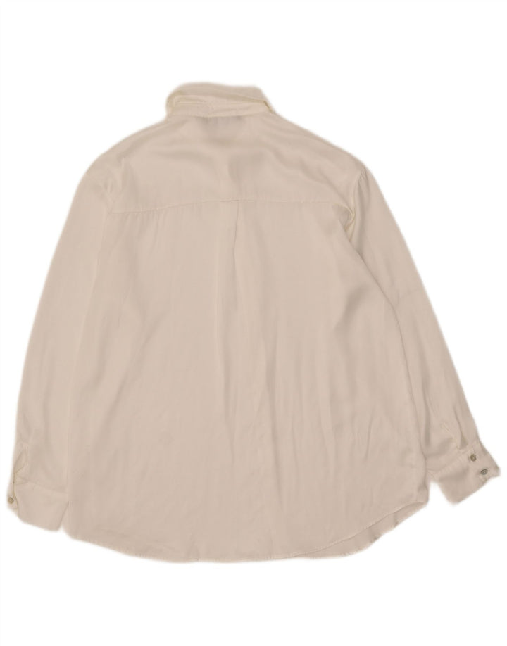 Blusa camisa feminina Zara Reino Unido 14 seda branca média