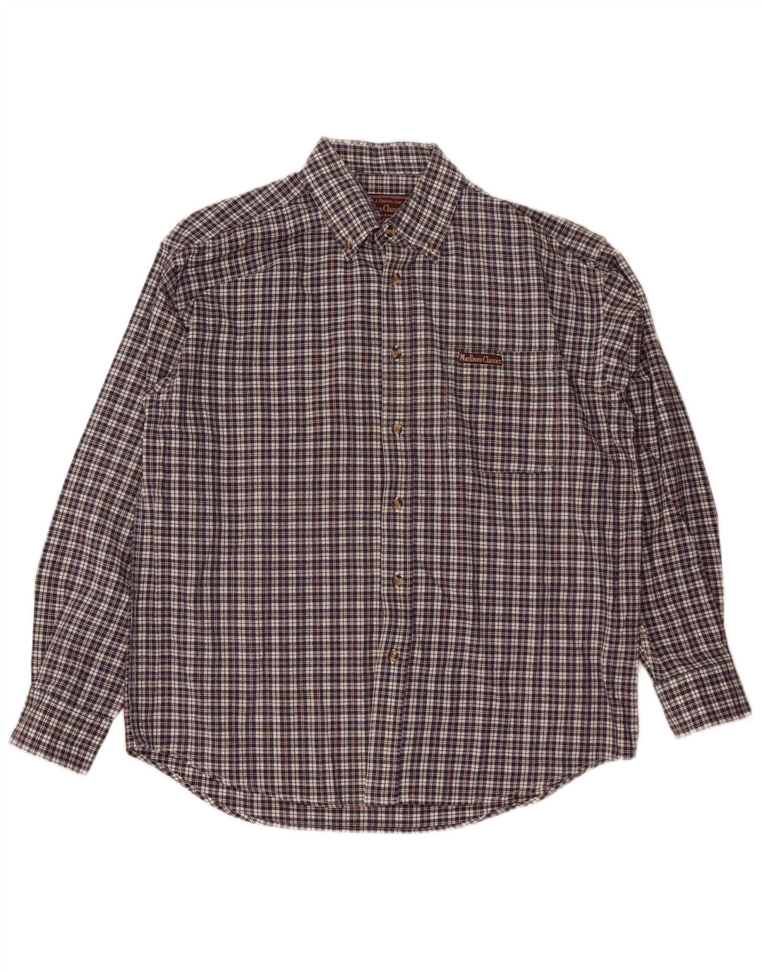 Camisa masculina Marlboro Classics grande algodão xadrez azul marinho