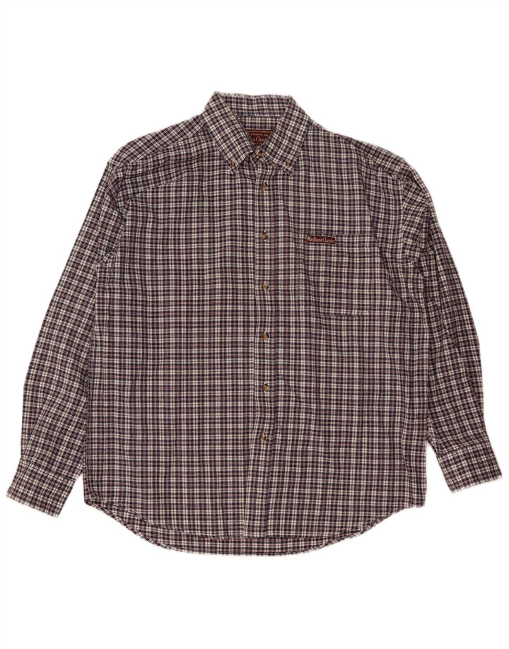 Camisa masculina Marlboro Classics grande algodão xadrez azul marinho