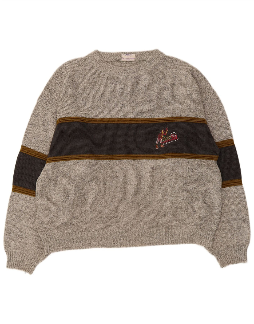 Novo suéter masculino rápido com gola redonda IT 48/50 cinza médio colorblock