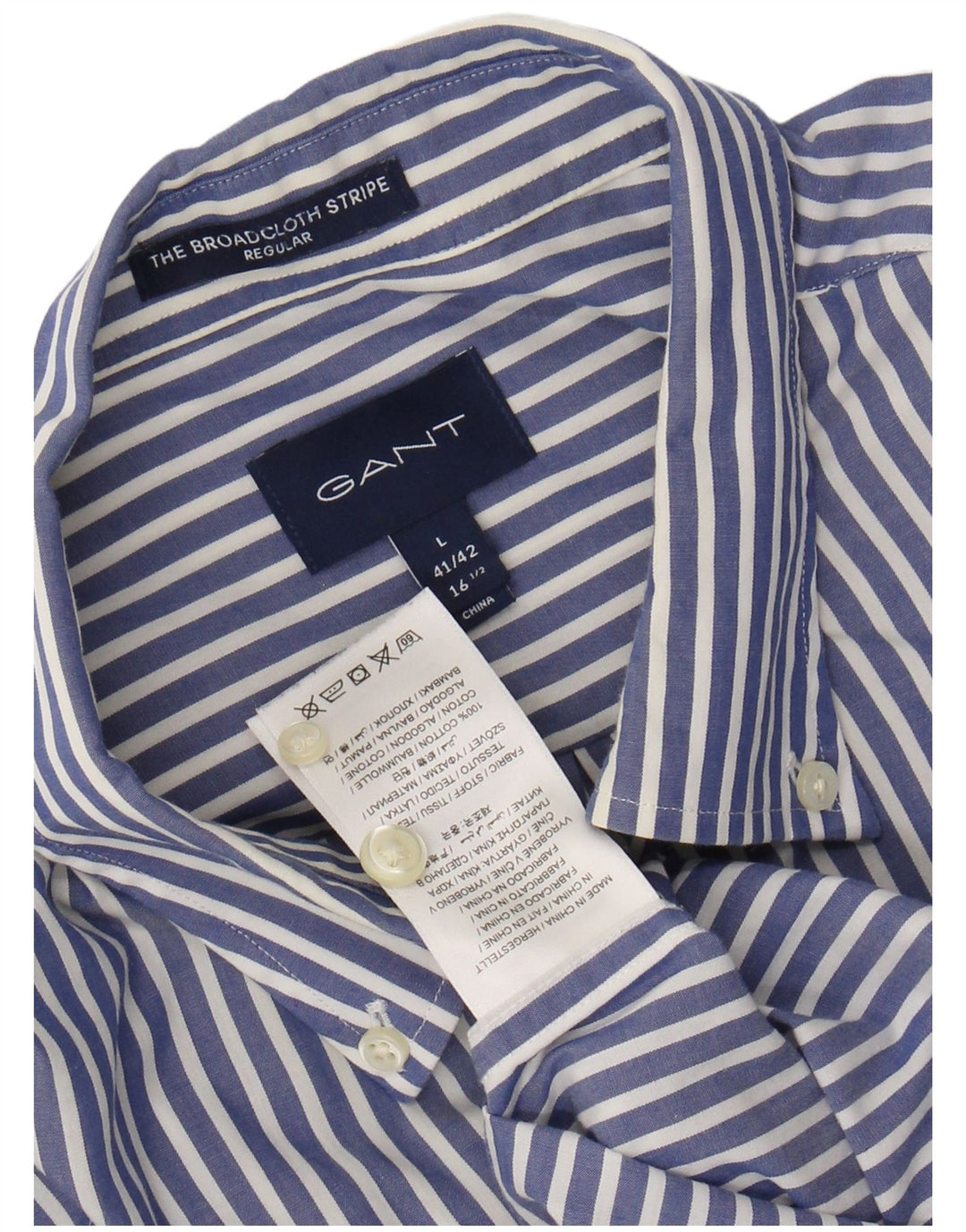 Camisa masculina GANT de ajuste regular tamanho 41/42 16 1/2 grande algodão listrado azul