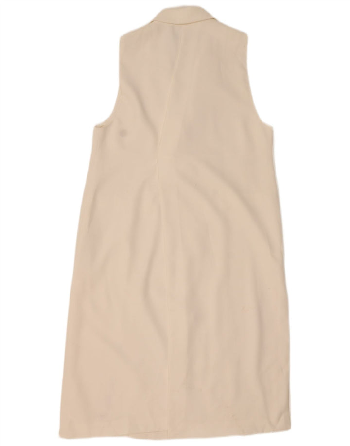 Sobretudo feminino sem mangas ZARA UK 20 2XL poliéster branco