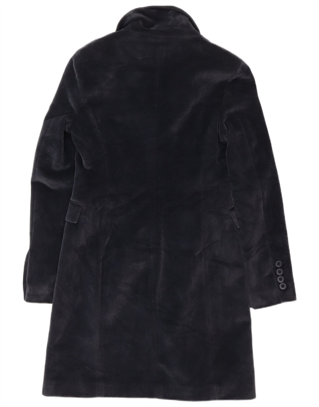 Sobretudo feminino vintage UK 10 pequeno poliéster azul marinho